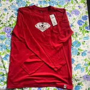 FLAWLESS RED LONG SLEEVE DIAMOND SHIRT! Size L.